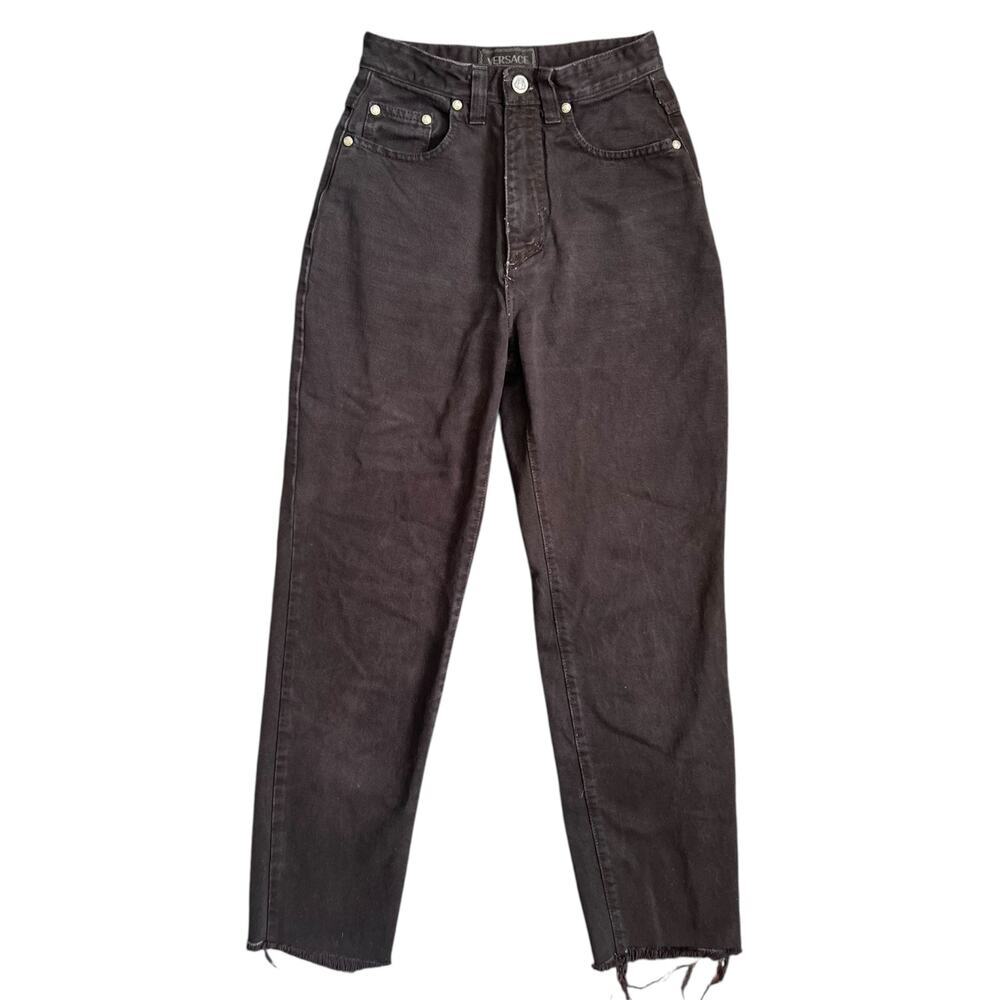 Vintage Versace Jeans Couture Black Itierre Size 25 Womens High Rise
